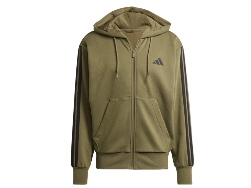 Adidas Herren 3 Streifen Kapuzenjacke Freizeitjacke grün XL