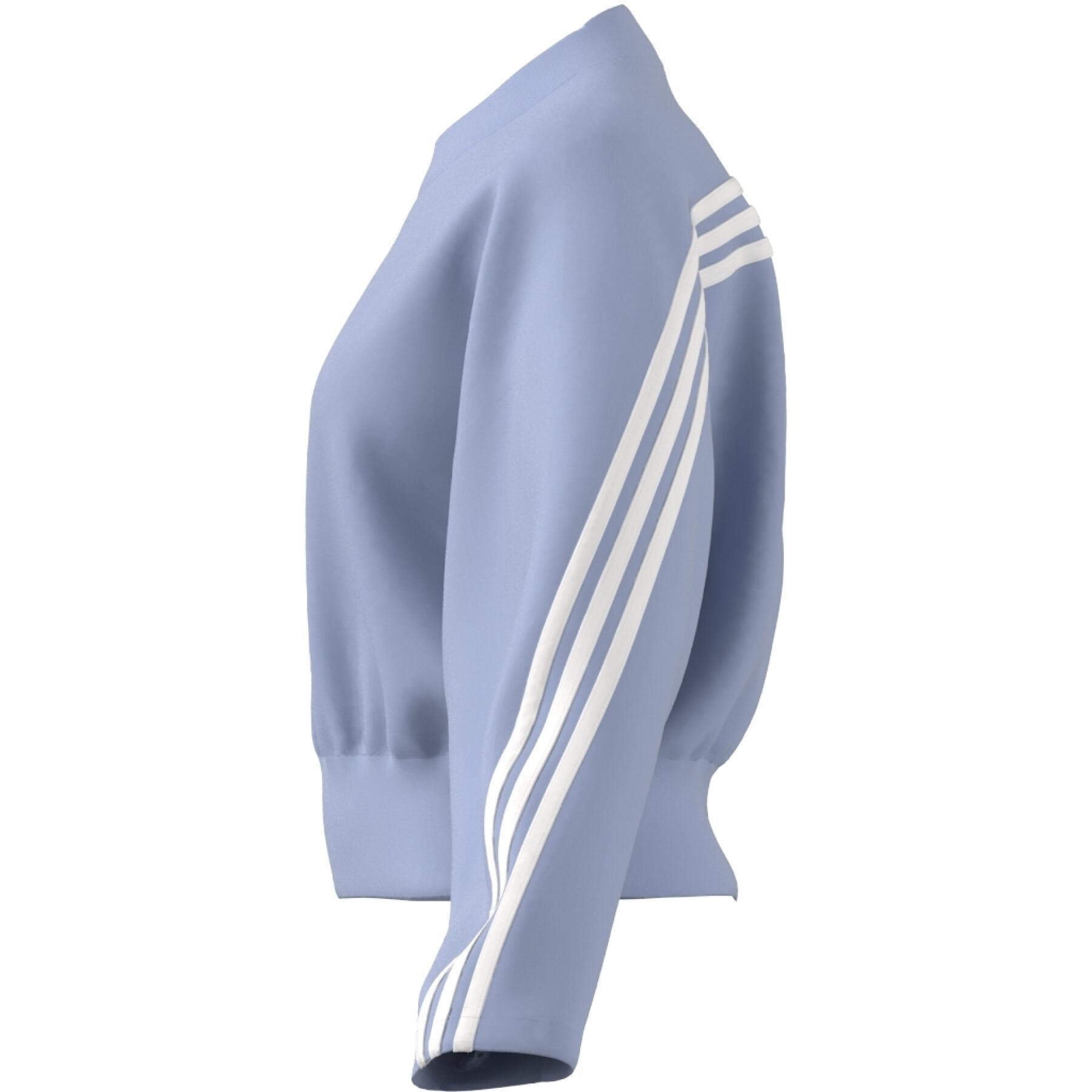 Adidas Damen Future Icons 3S Crew Pullover Sweatshirt hellblau-weiß XL