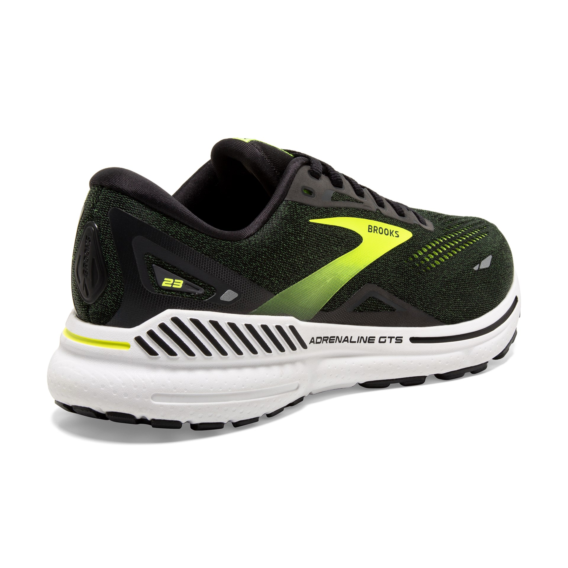 Brooks Herren Adrenaline GTS 23 Laufschuh moosgrün-schwarz-weiß-gelb