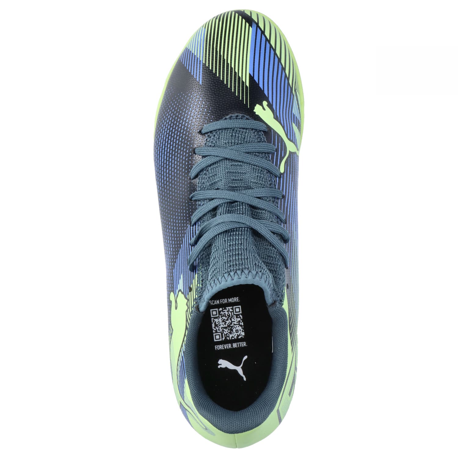 Puma Kinder Future 7 Play IT Fußballschuh Hallenschuh grau- blau- grün 35,5
