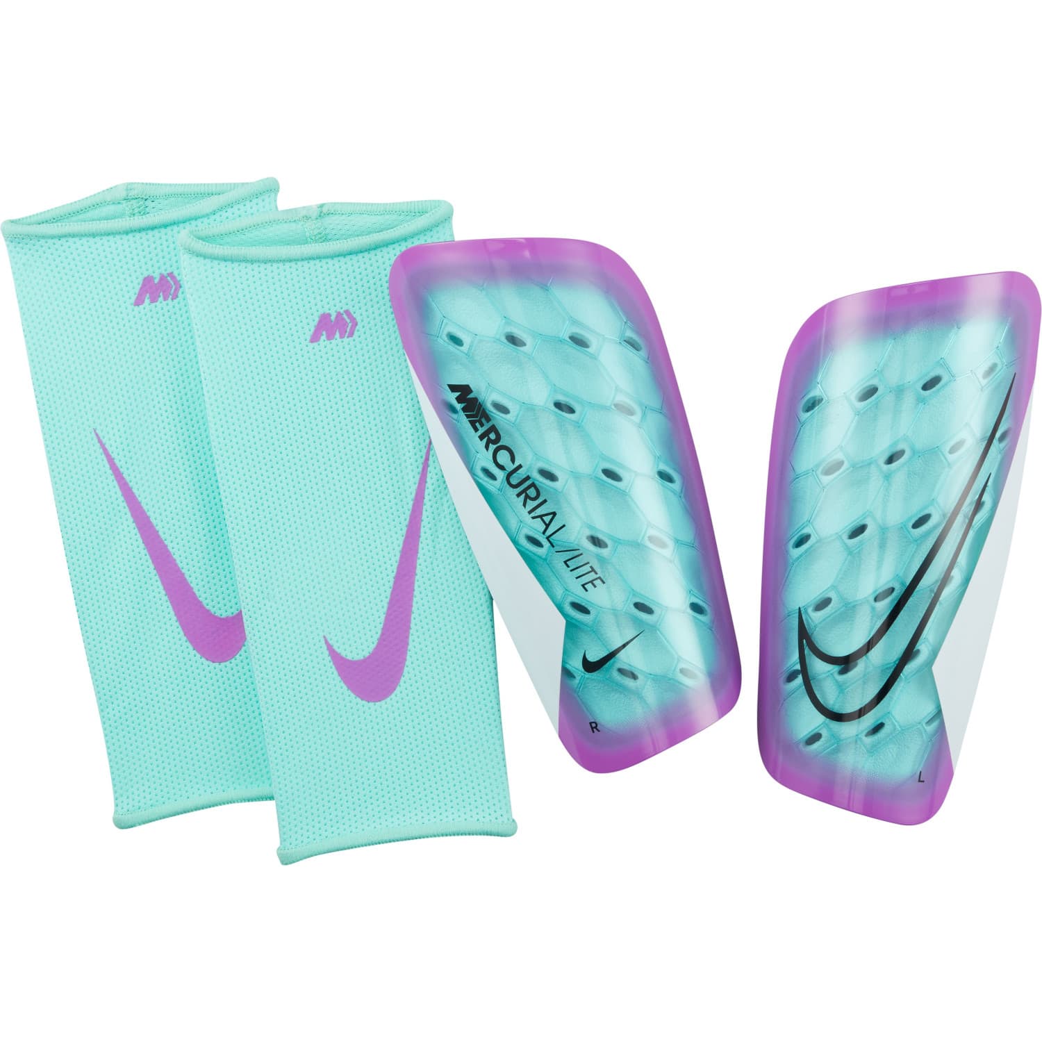 Nike Mercurial Lite Fußball Schienbeinschoner türkis-lila