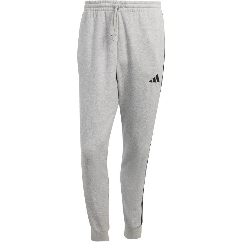 Adidas Herren 3 Streifen French Terry Trainingshose Freizeithose grau, schwarz