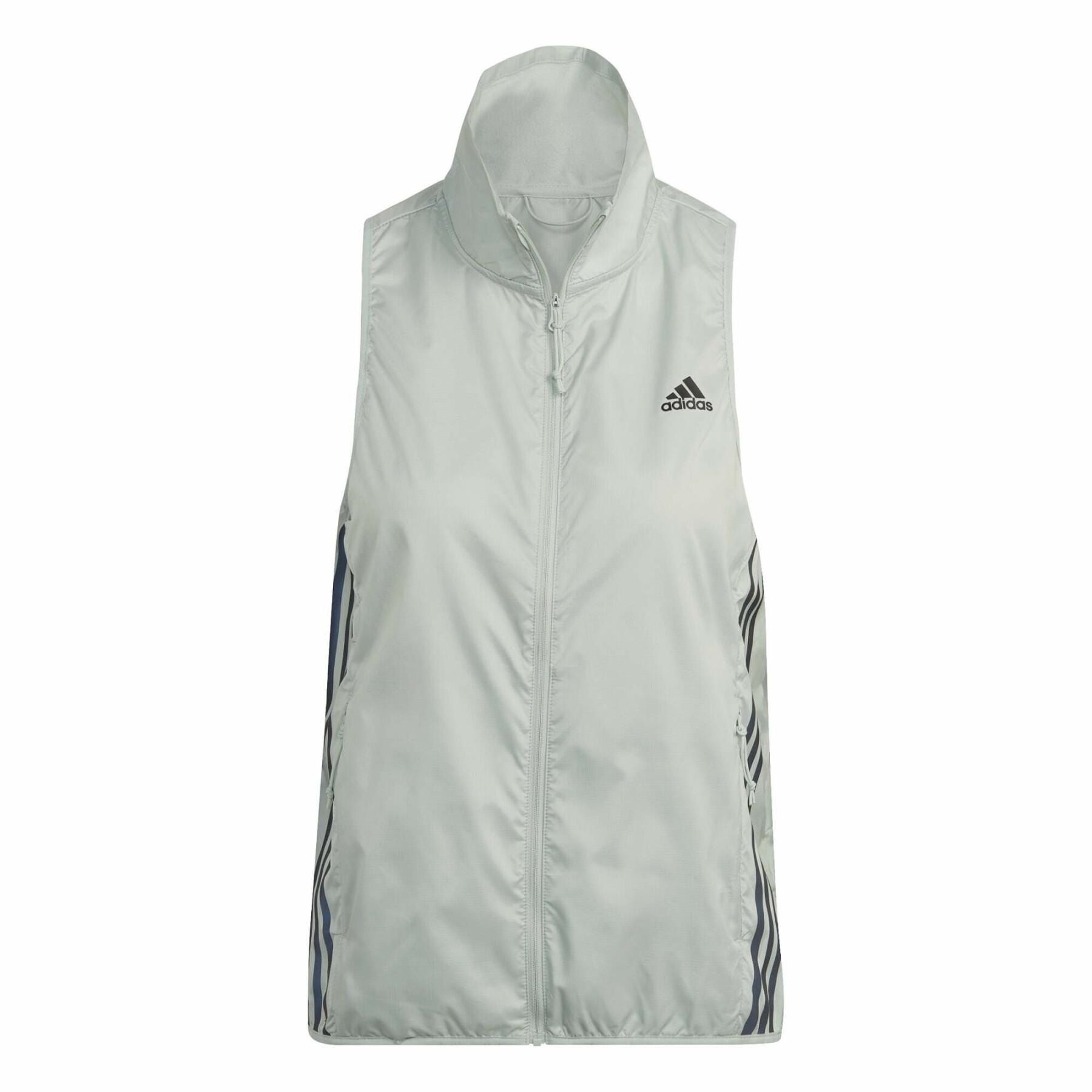 Adidas Damen Run Icons 3 Streifen Weste Laufweste mint grün L