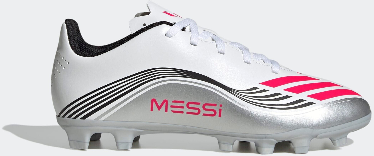 Adidas Kinder F50 Messi Club FG/MG J Fußballschuh weiß-silber-rot 38