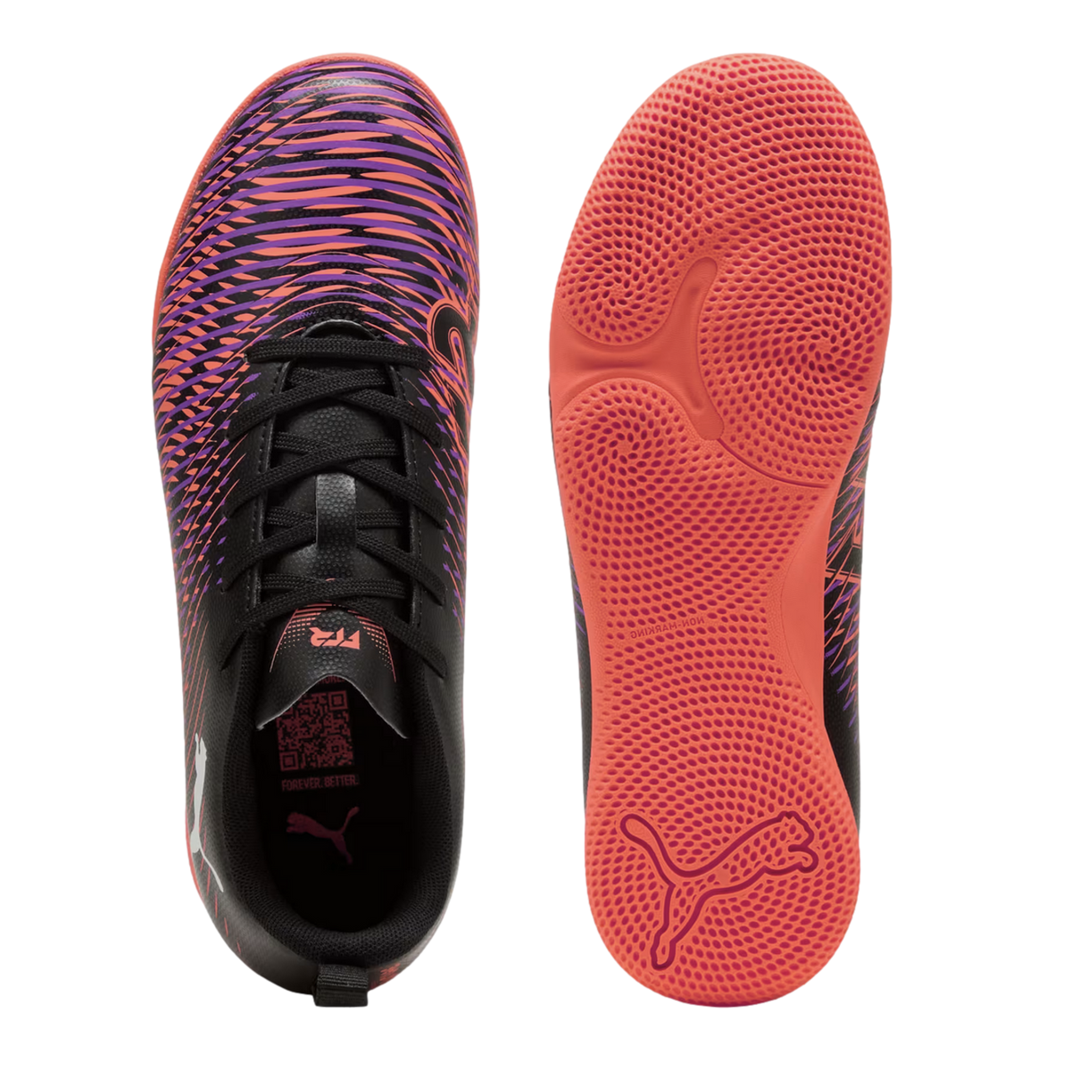 Puma Kinder Future 8 Play IT Fußballschuh Fußballhallenschuh schwarz, orange, lila