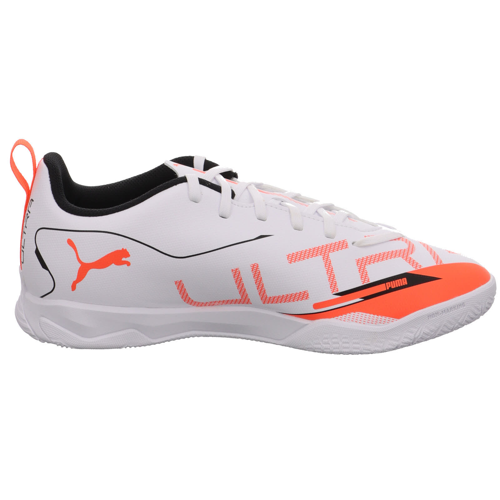 Puma Kinder Ultra 5 Play IT Fußballschuh Hallenfußballschuh weiß, orange, schwarz 38,5