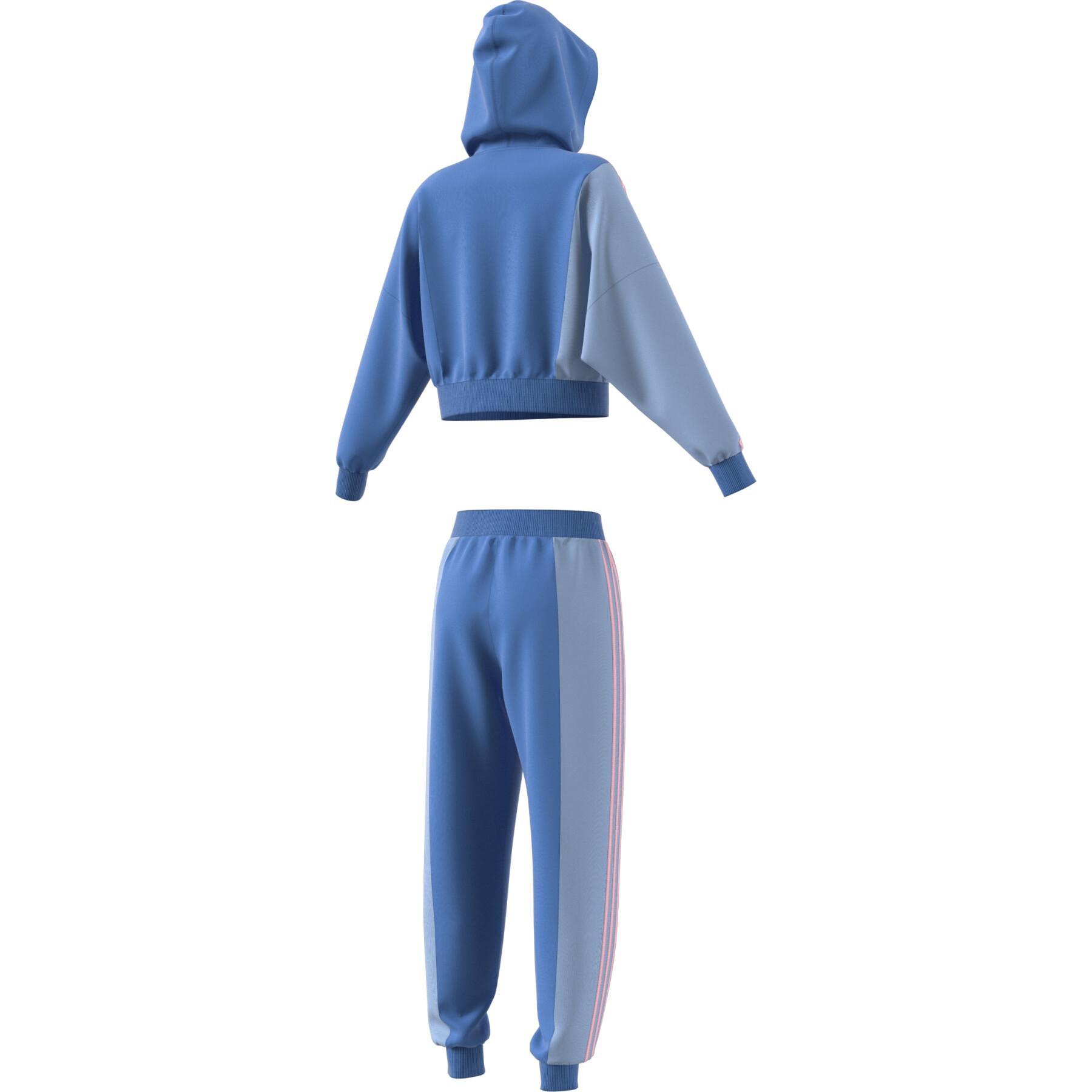 Adidas Damen Bold Block Tracksuit Sportanzug Trainingsanzug blau