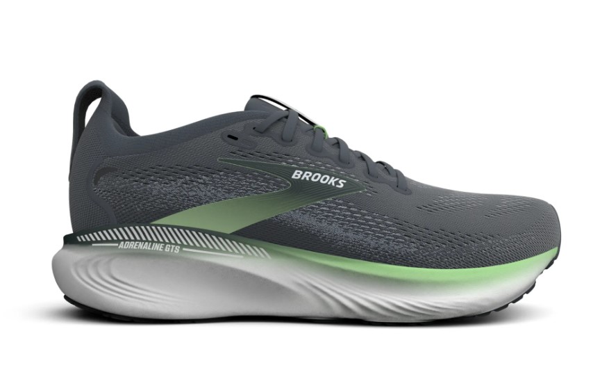 Brooks Herren Adrenaline GTS 25 Laufschuh gestützt grau-grün 48,5
