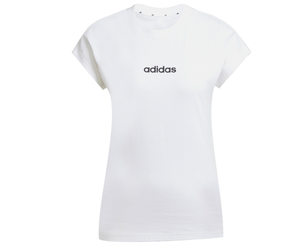 Adidas Damen Essentials Linear Freizeitshirt weiß schwarz M