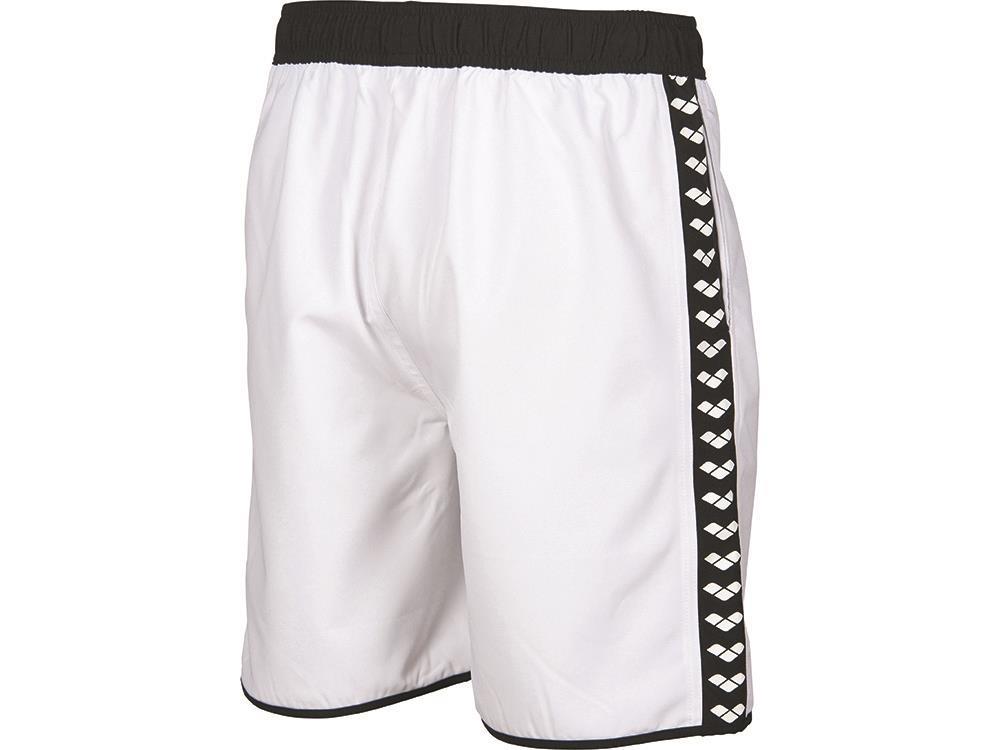 Arena Herren Team Stripe Bermuda Badeshort Schwimmhose weiß-schwarz