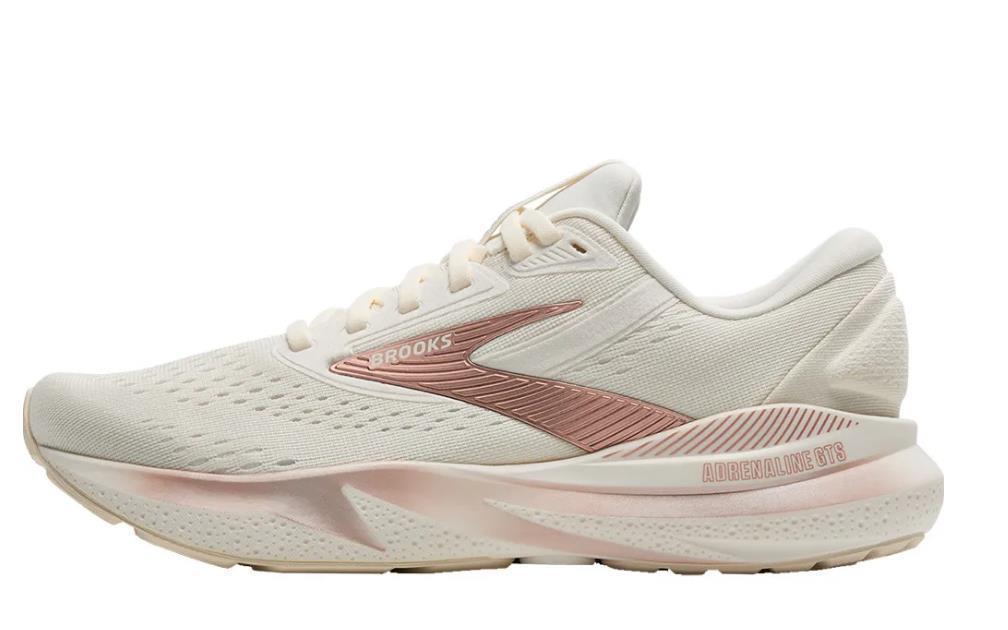 Brooks Damen Adrenaline GTS 24 Laufschuh gestützter Laufschuh weiß rosegold 42,5