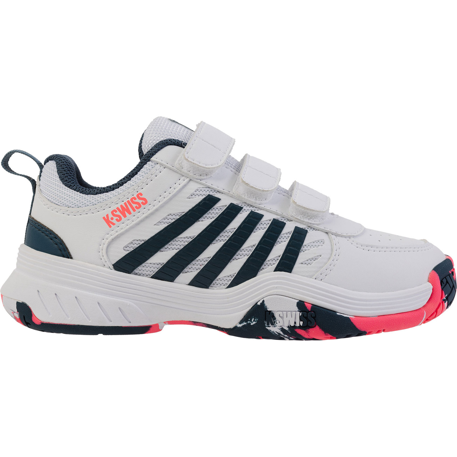 K- Swiss Kinder Court Express 2 Tennisschuh Sandplatzschuh weiß, blau, pink 34