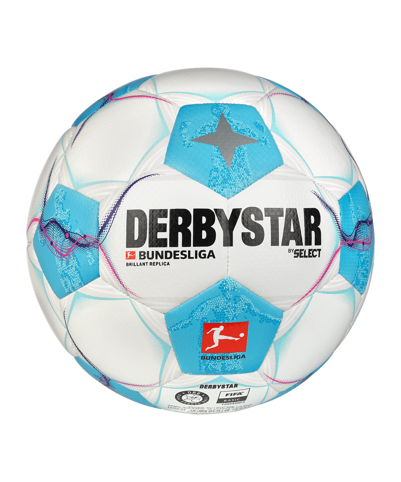 Derbystar Brilliant Replica Bundesliga Ball Fußball weiß blau pink