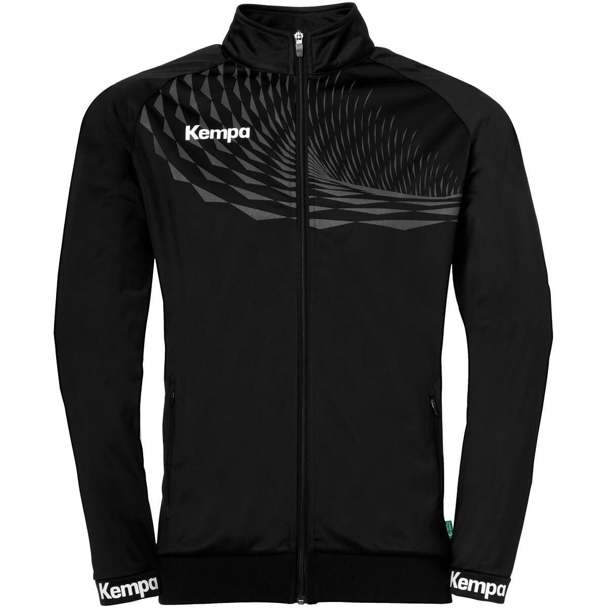 Kempa Kinder Wave 26 Poly Jacke Trainingsjacke schwarz, weiß
