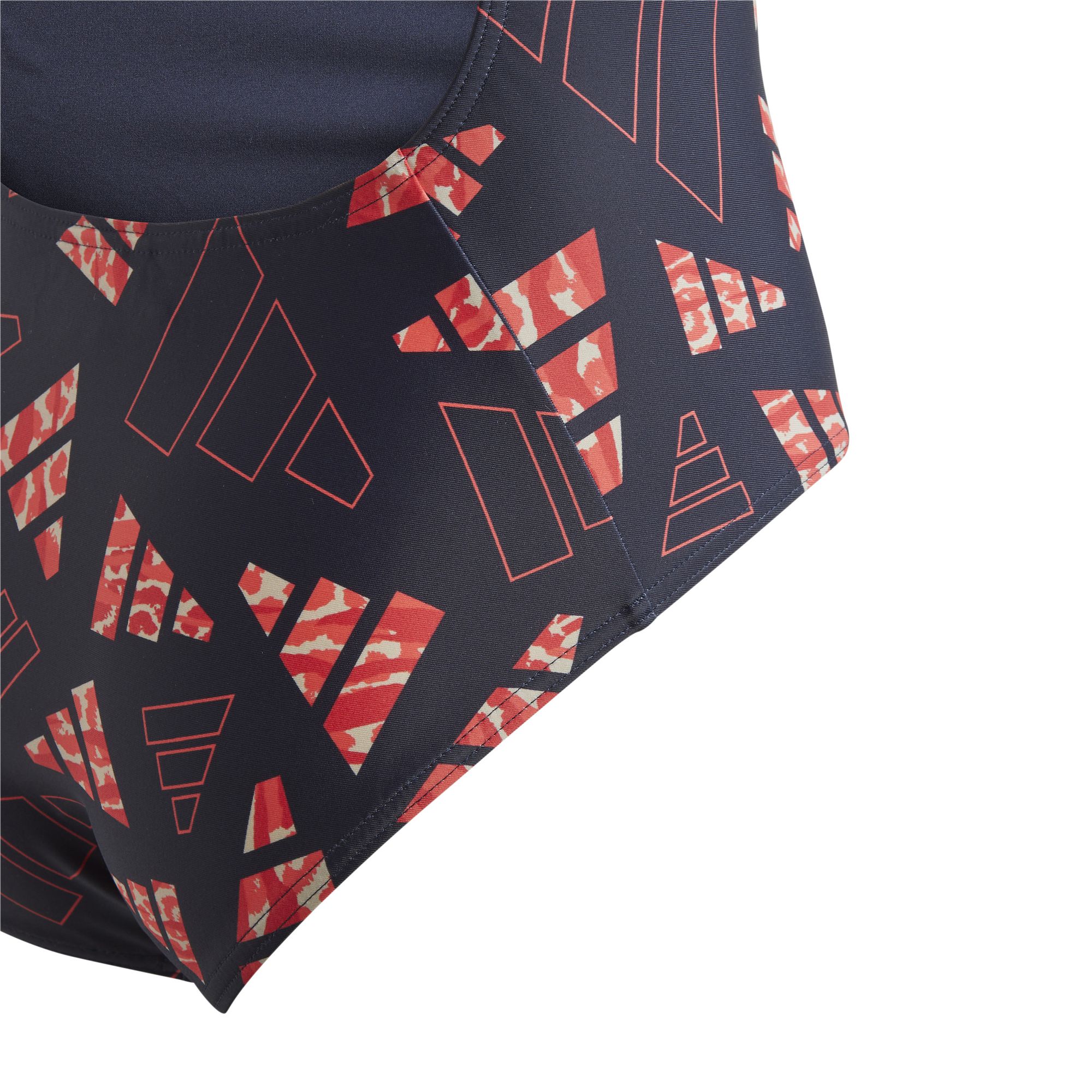 Adidas Mädchen AOP Bars Swimsuit Badeanzug dunkelblau-rot