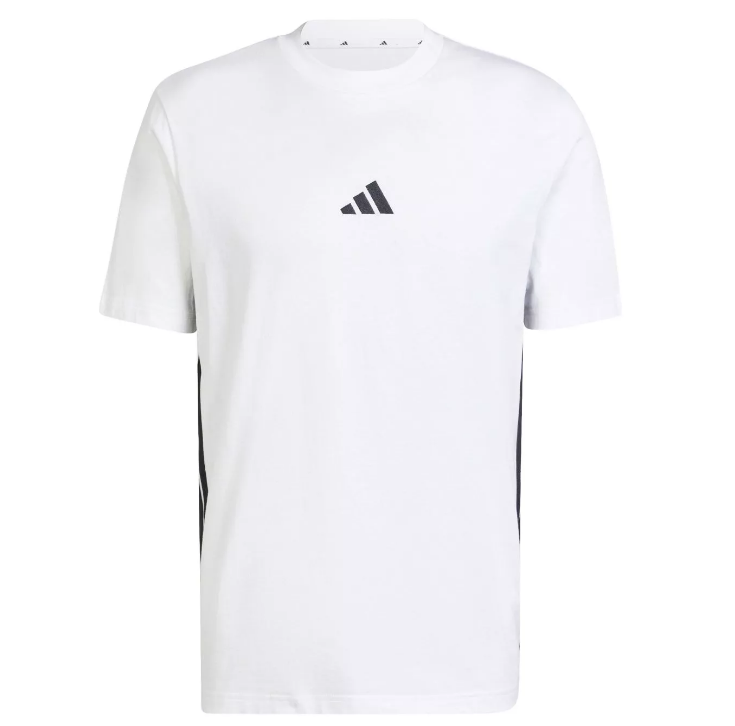 Adidas Herren 3 Streifen Single Jersey T- Shirt Freizeitshirt weiß schwarz