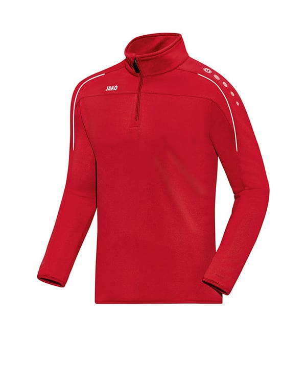 Jako Herren Classico Zip Top Trainings Zip Top rot, weiß