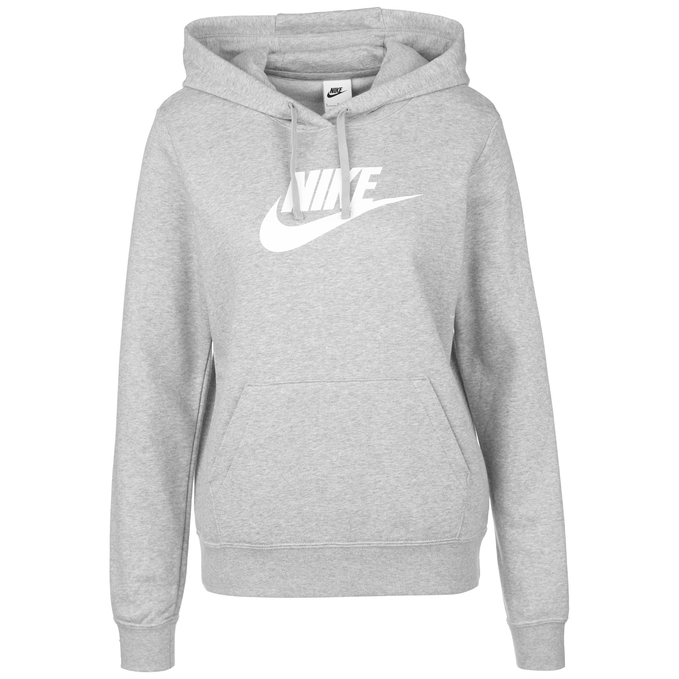Nike Damen Sportswear Club Fleece Hoodie Kapuzenpullover grau-weiß L