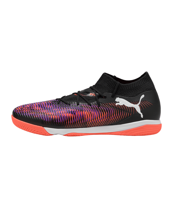 Puma Herren Future 8 Match IT Fußballschuh Hallenfußballschuh schwarz, weiß, orange, lila