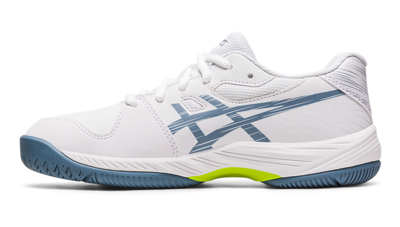 Asics Kinder Gel-Game 9 GS Sandplatz Tennisschuh weiß-dunkelblau 40