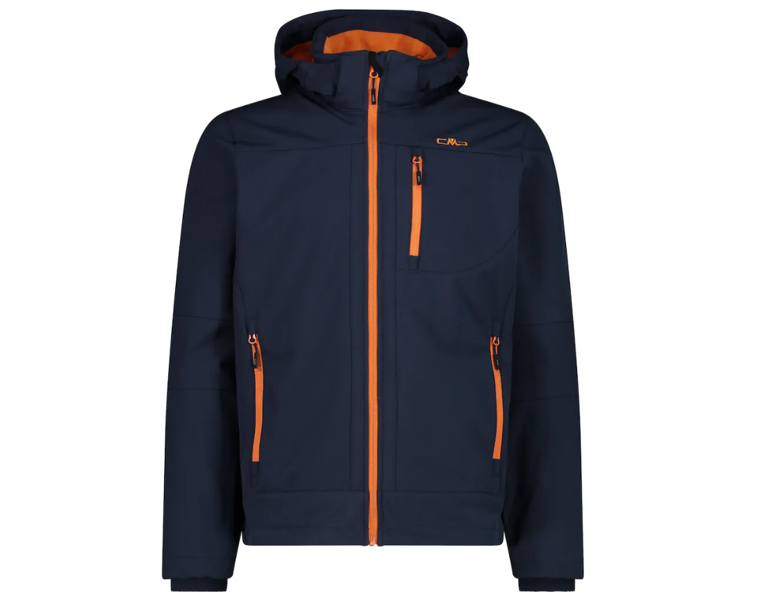 CMP Herren Zip Hood Jacke Softshelljacke blau, orange