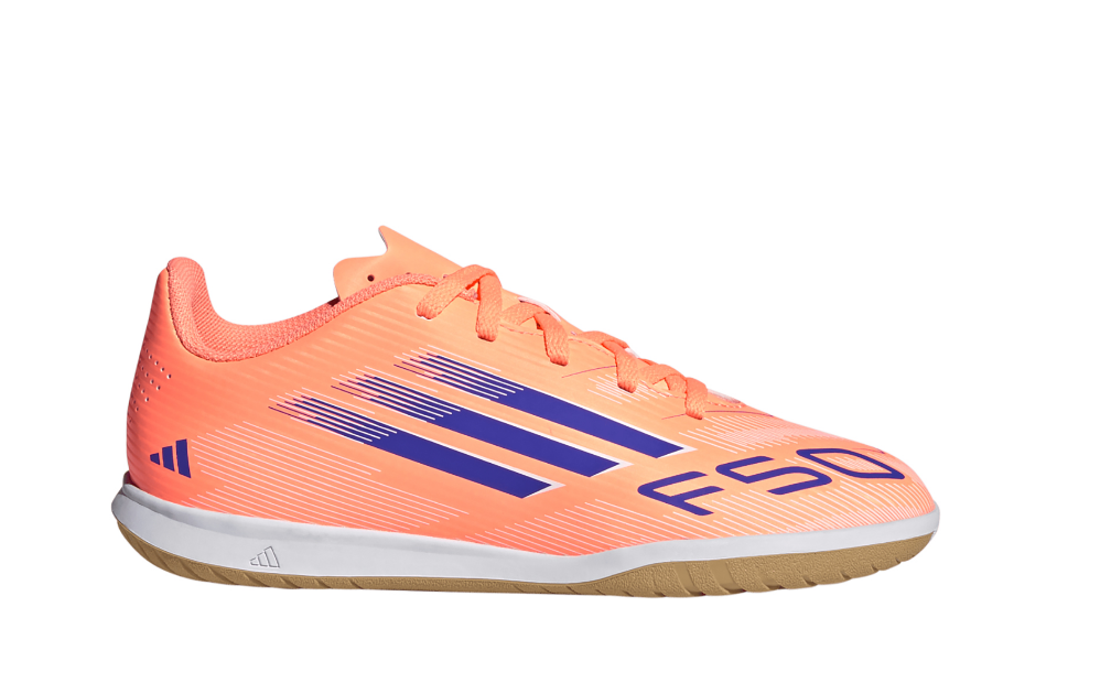 Adidas Kinder F50 Club Fußballschuh Hallenfußballschuh neonorange blau 38 2/3