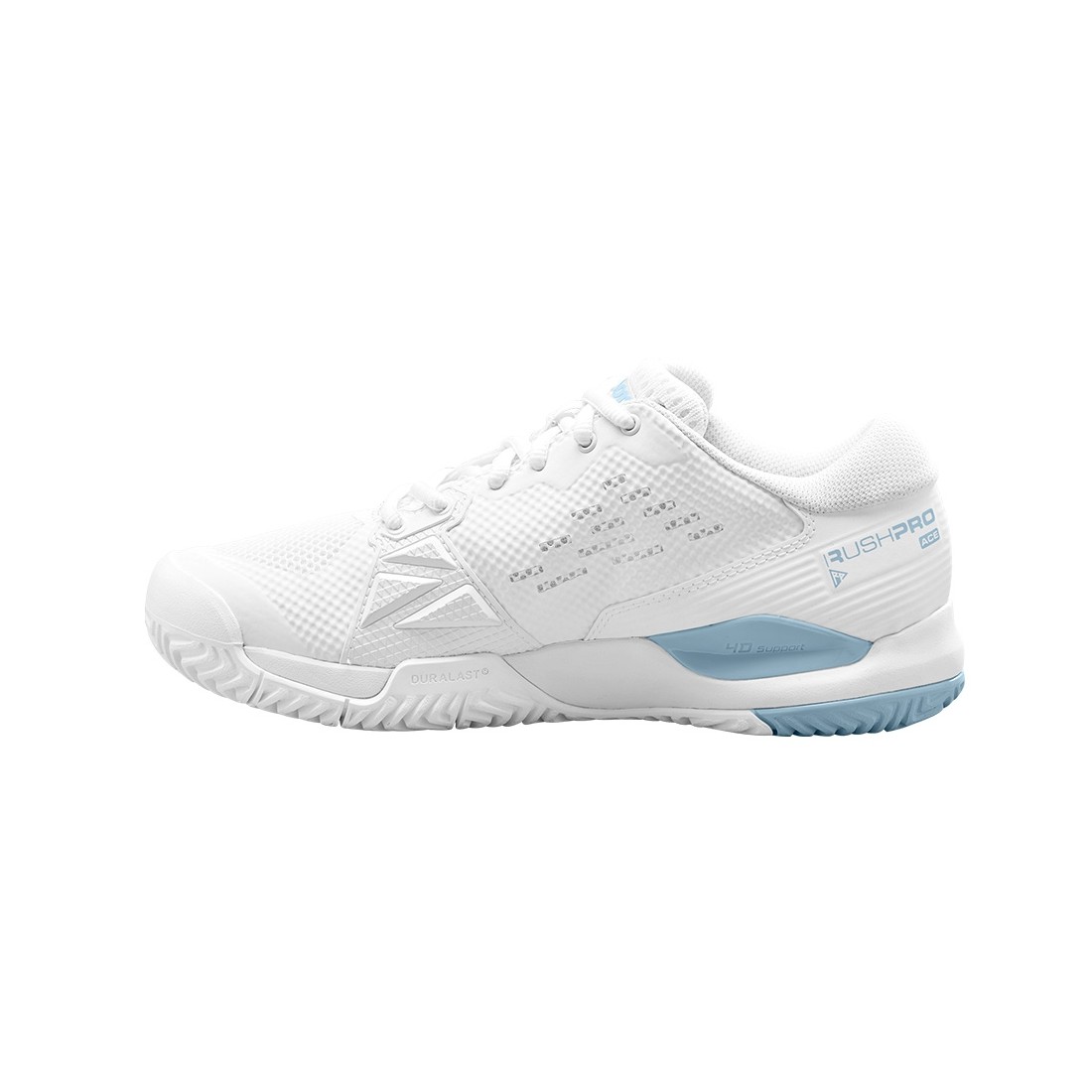 Wilson Damen Rush Pro Ace W Tennisschuh Sandplatzschuh weiß-hellblau 42 2/3