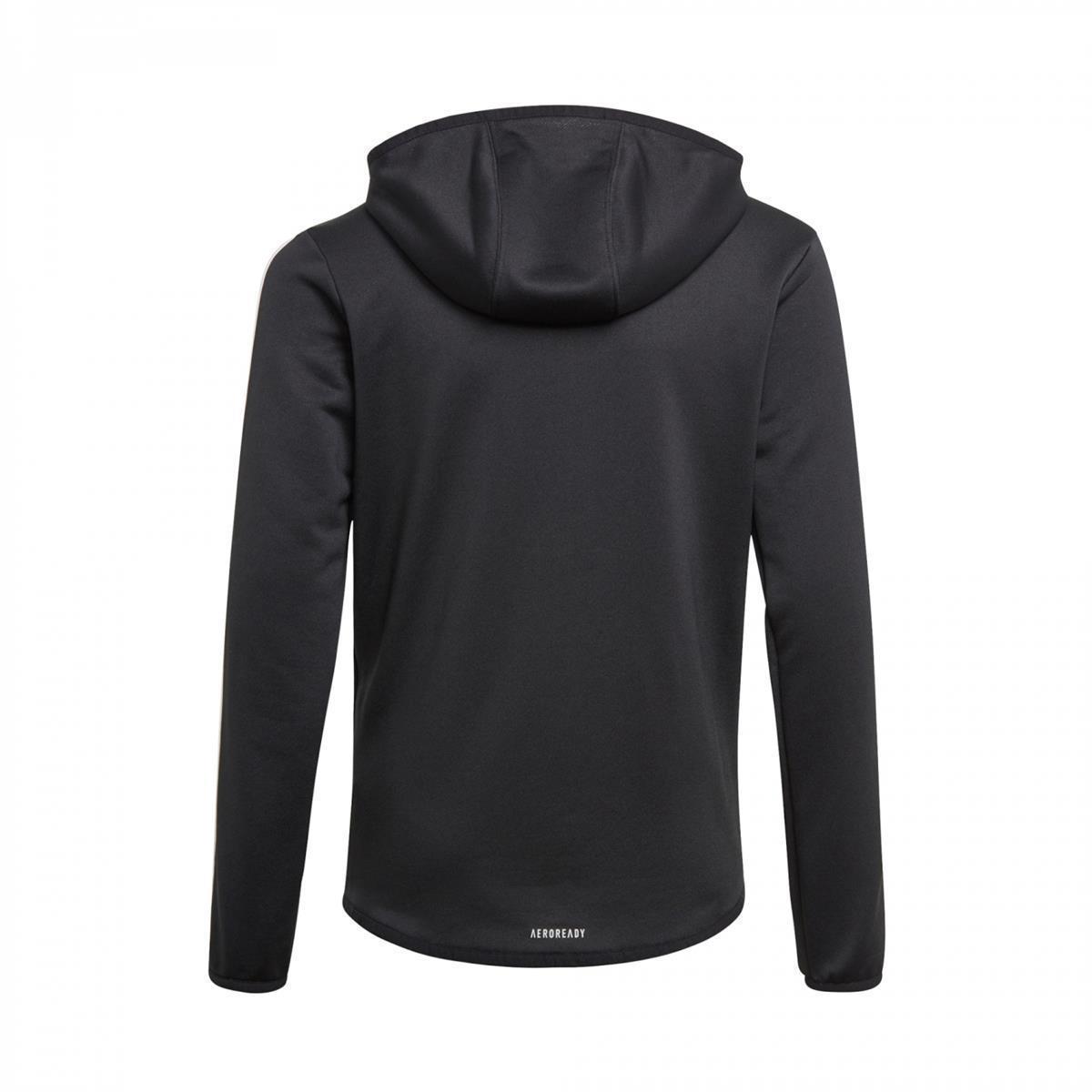 Adidas Jungen 3-Streifen Kapuzenjacke Trainingsjacke schwarz-weiß 140