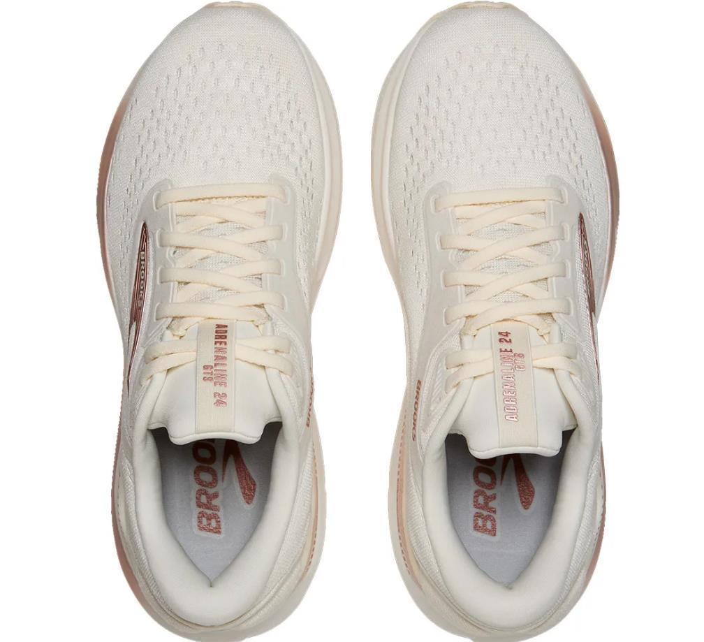 Brooks Damen Adrenaline GTS 24 Laufschuh gestützter Laufschuh weiß rosegold 42,5