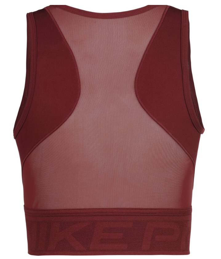 Nike Damen Pro Dri- Fit Crop Top dunkelrot, weiß