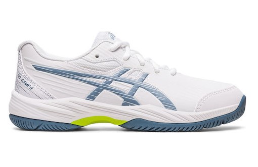 Asics Kinder Gel-Game 9 GS Sandplatz Tennisschuh weiß-dunkelblau 40