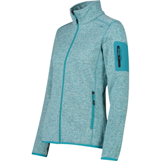 CMP Damen Knitted Melange Fleecejacke Outdoorjacke türkis-weiß 46