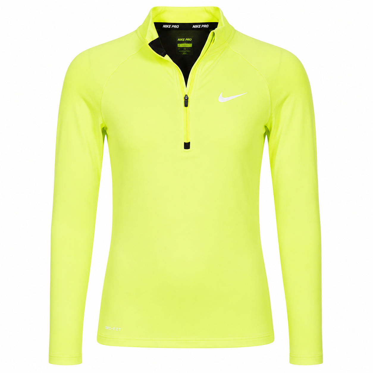 Nike Kinder Pro Dri- Fit Long- Sleeve Langarmshirt Trainingsshirt gelb schwarz
