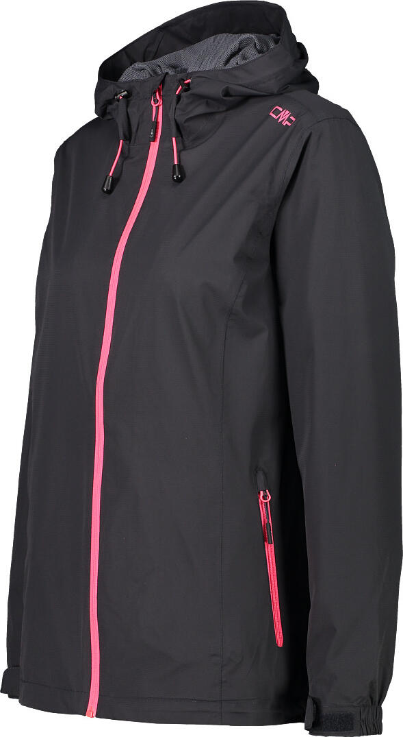 CMP Damen Fix Hood Jacket Regenjacke schwarz-pink