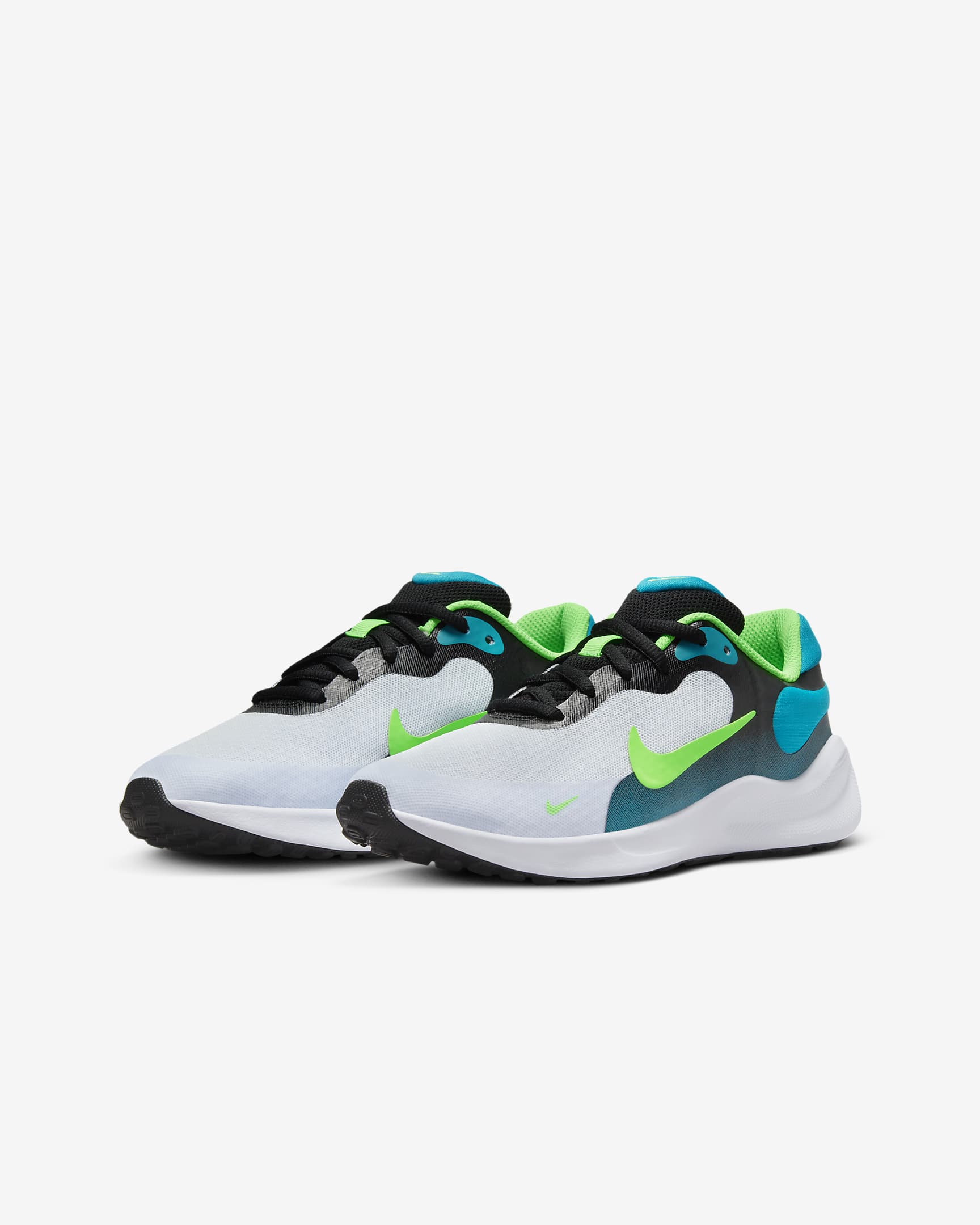 Nike Kinder Revolution 7 Laufschuh Sneaker schwarz-grün-türkis-weiß