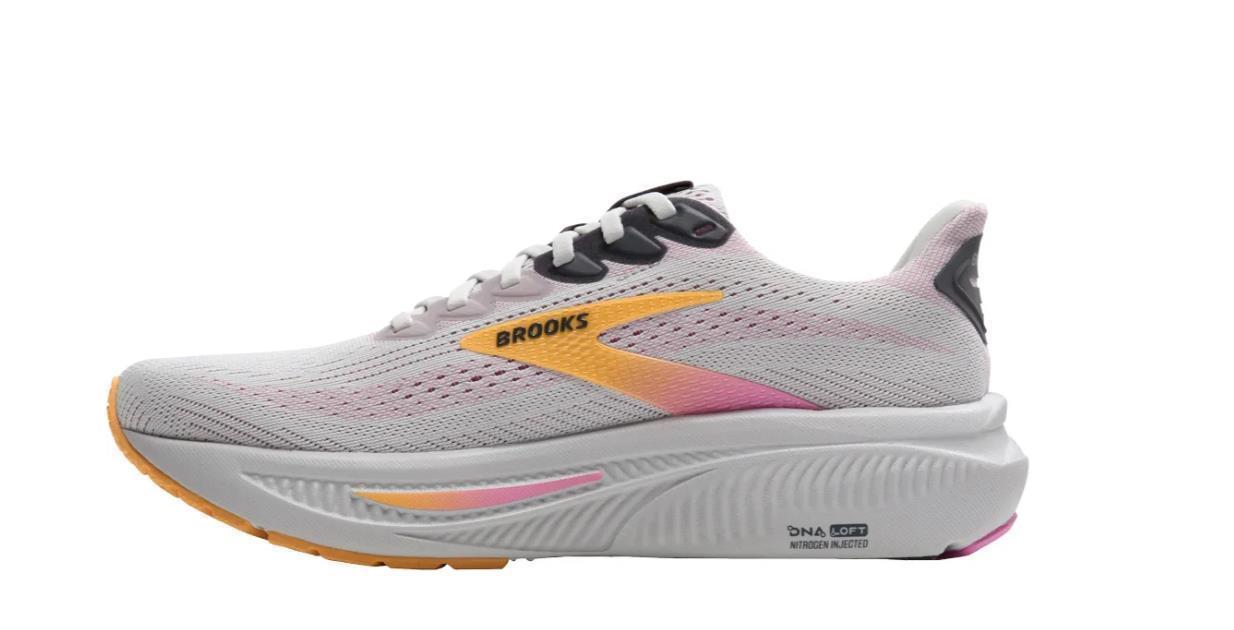 Brooks Damen Ghost 17 Laufschuh neutraler Laufschuh hellgrau orange pink 42,5