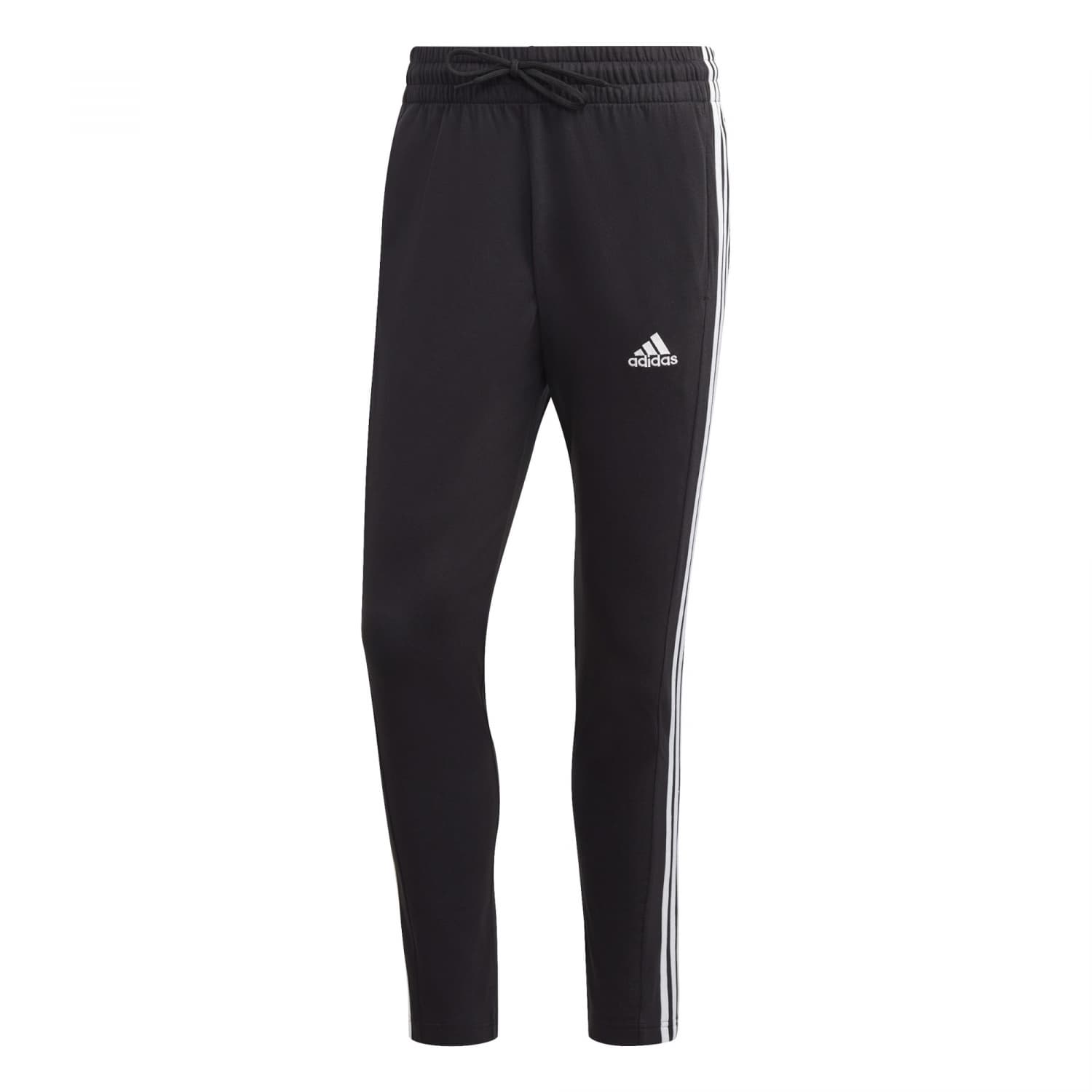 Adidas Herren 3 Streifen Single Jersey Tapered Open Trainingshose Freizeithose schwarz-weiß Adidas Herren 3 Streifen Single Jersey Tapered Open Trainingshose Freizeithose schwarz-weiß