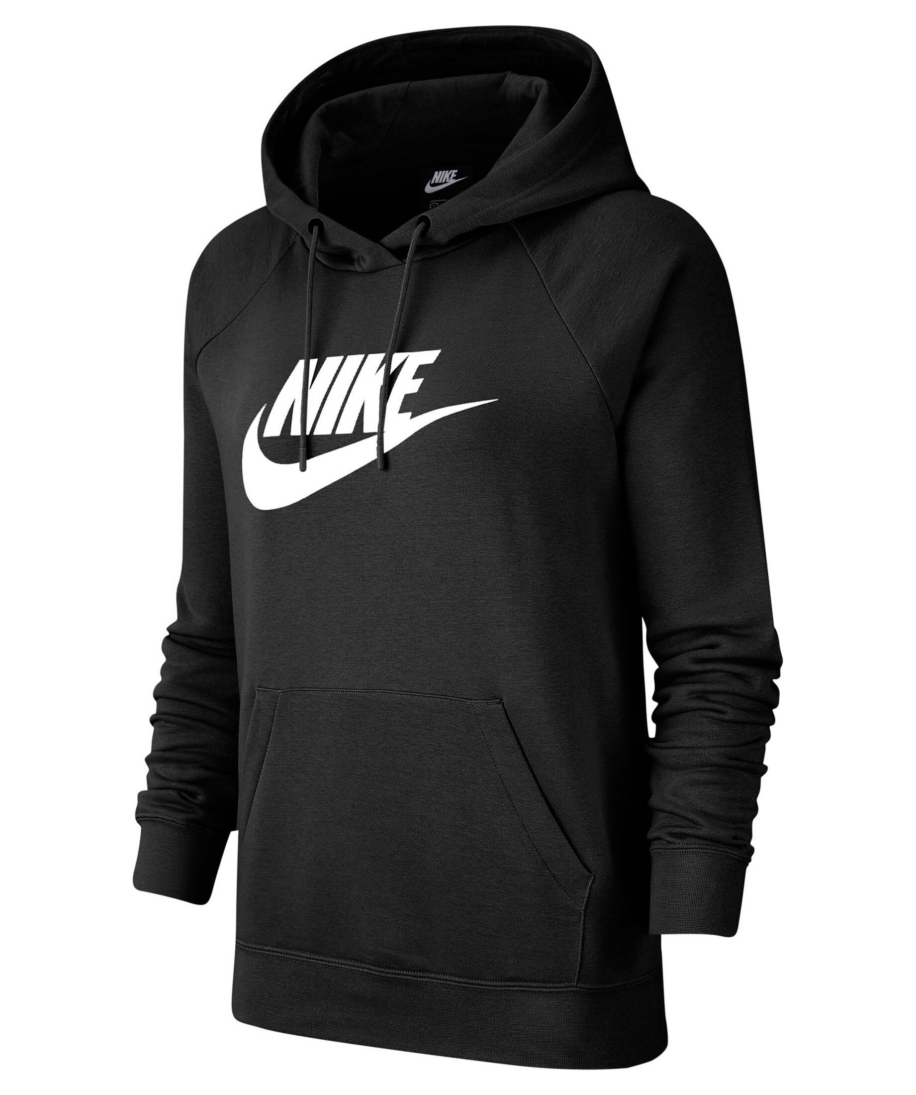 Nike Damen Sportswear Club Fleece Hoodie Kapuzenpullover schwarz-weiß L