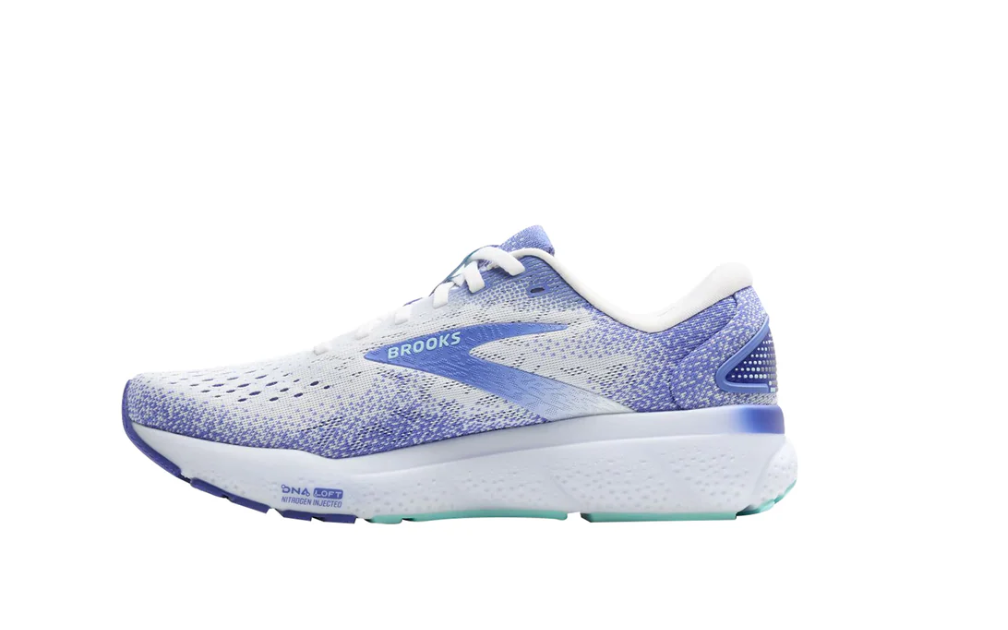 Brooks Damen Ghost 16 Laufschuh neutraler Laufschuh blau weiß türkis 38,5