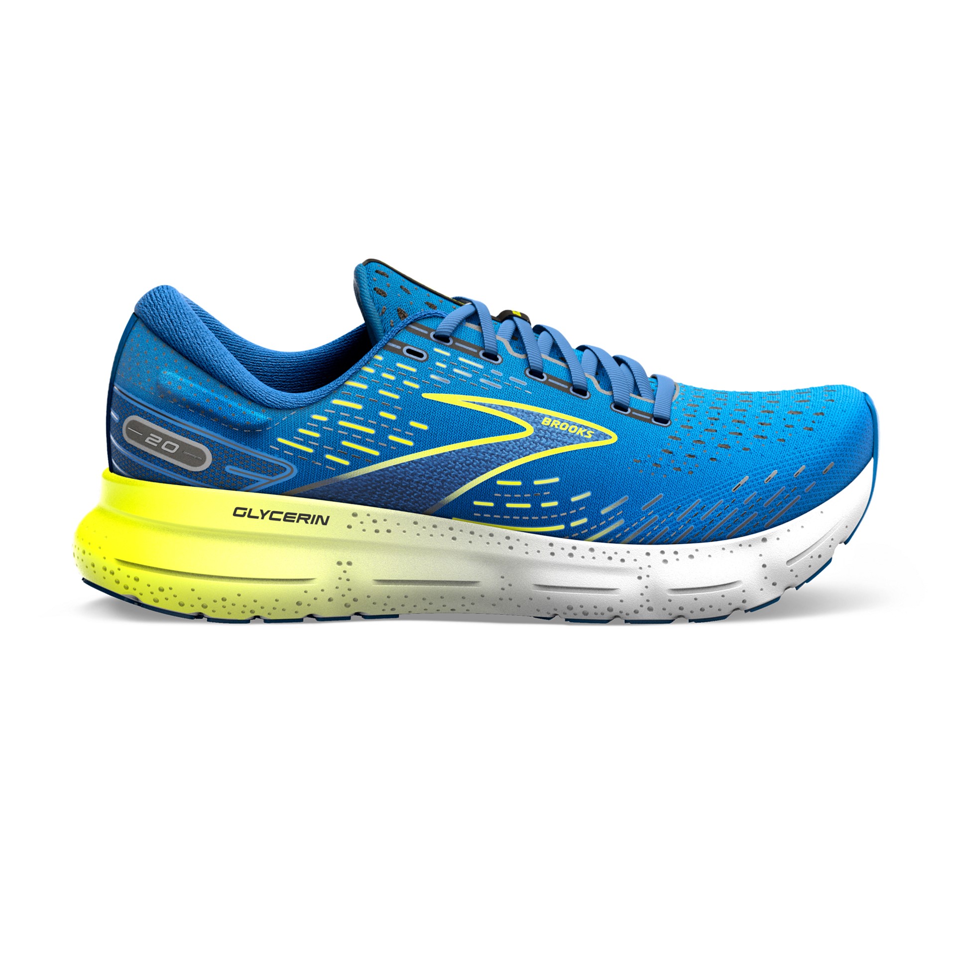 Brooks Herren Glycerin 20 Laufschuh blau-weiß-gelb 47.5