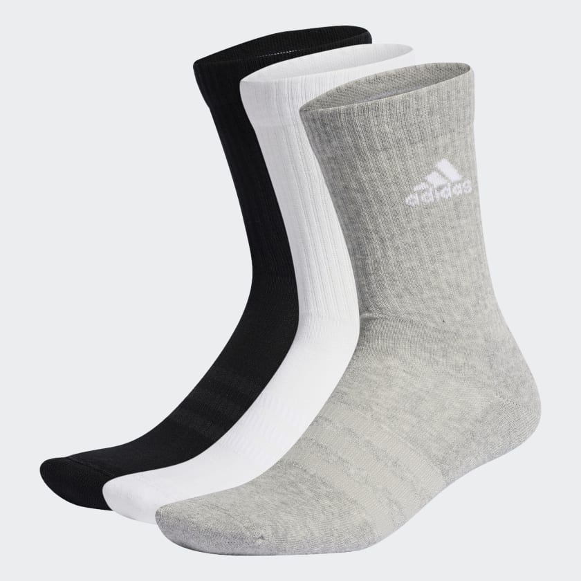 Adidas Cushioned Crew Socken 3er Pack grau-weiß-schwarz XL