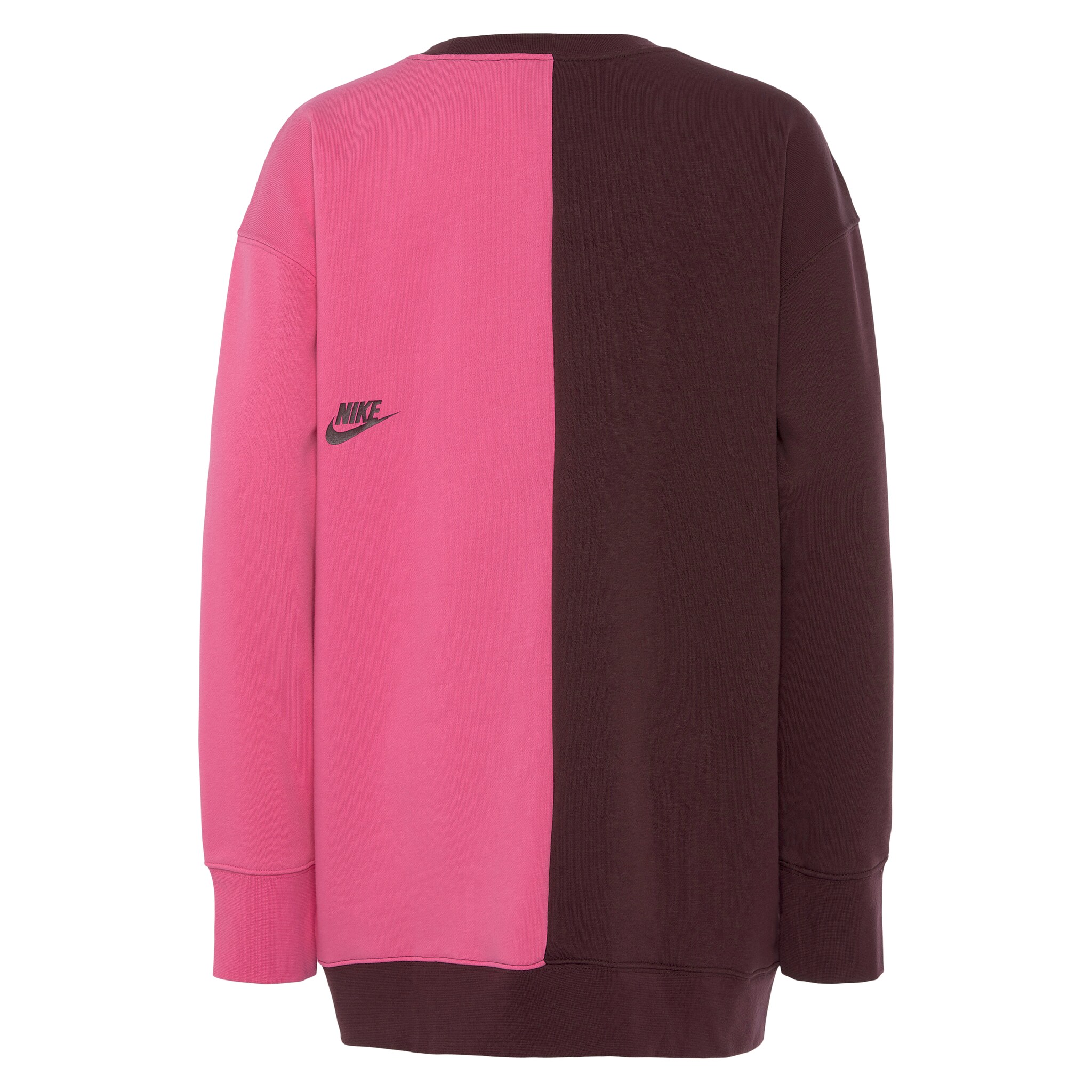 Nike Damen Sportswear FT FLC Oversized Crew Sweatshirt Pullover braun-pink L
