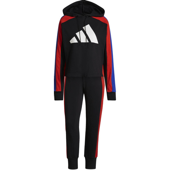 Adidas Damen Big Logo Trainingsanzug Tracksuit schwarz-rot-blau L