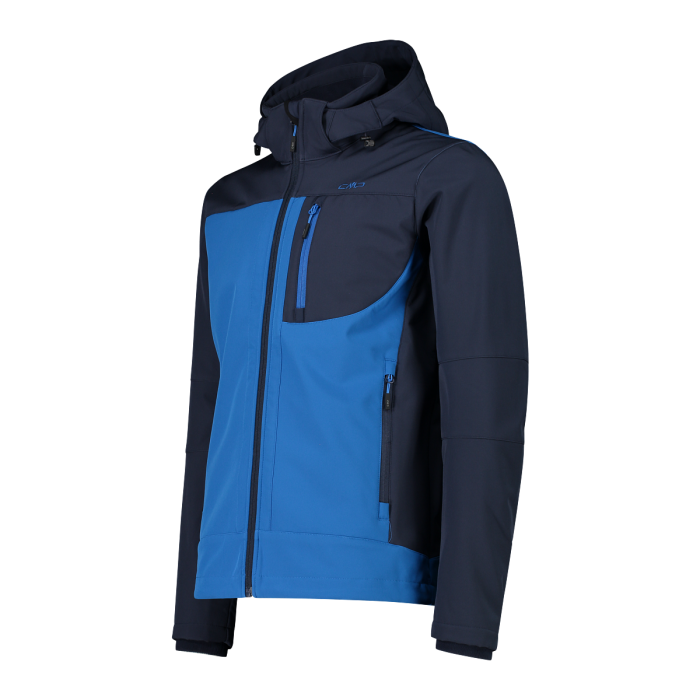 CMP Herren Zip Hood Jacke Softshelljacke blau, anthrazit 56