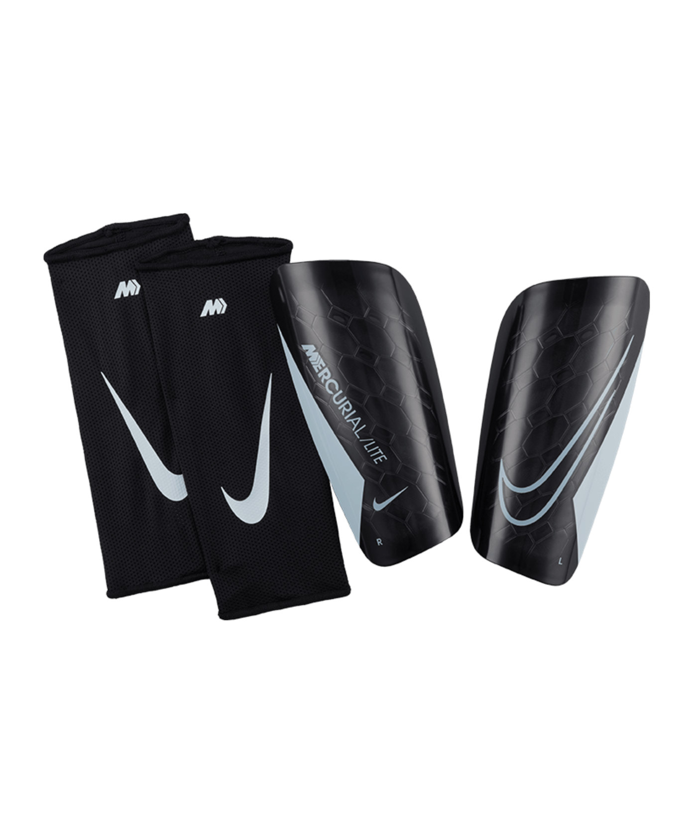 Nike Mercurial Lite Fußball Schienbeinschoner schwarz-weiß  L 170-180 cm