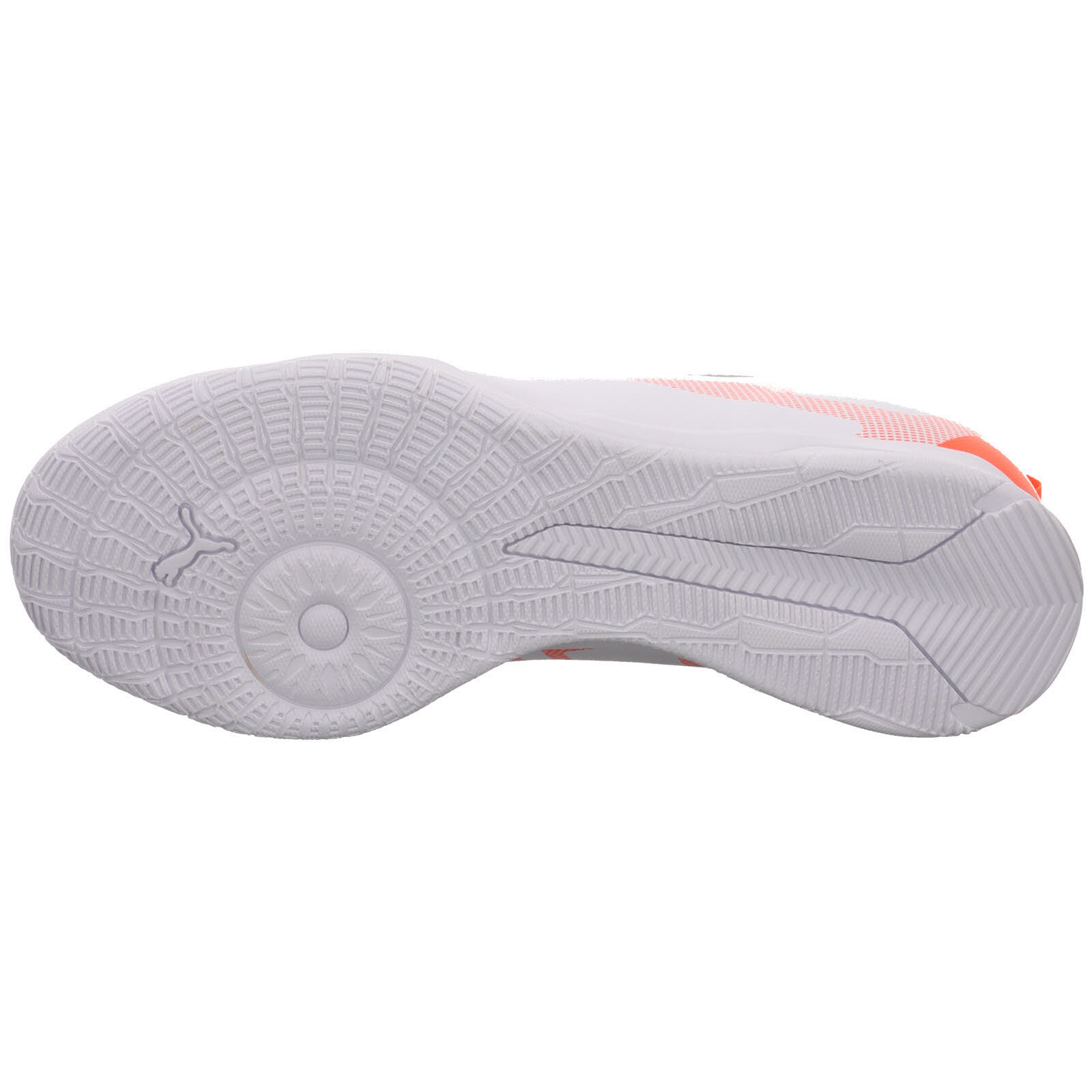 Puma Kinder Ultra 5 Play IT Fußballschuh Hallenfußballschuh weiß, orange, schwarz 38,5