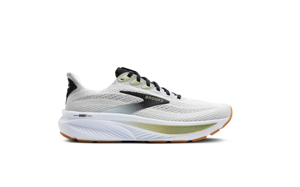 Brooks Herren Ghost 17 Laufschuh neutraler Laufschuh weiß schwarz olivegrün 48,5