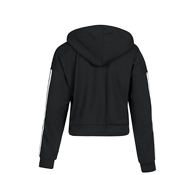 Adidas Damen 3 Streifen French Terry Kapuzenjacke Trainingsjacke schwarz weiß