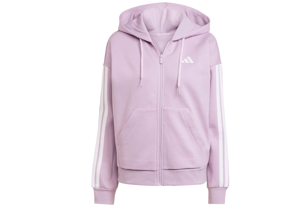 Adidas Damen 3 Streifen Fleece Kapuzenjacke Freizeitjacke lila L