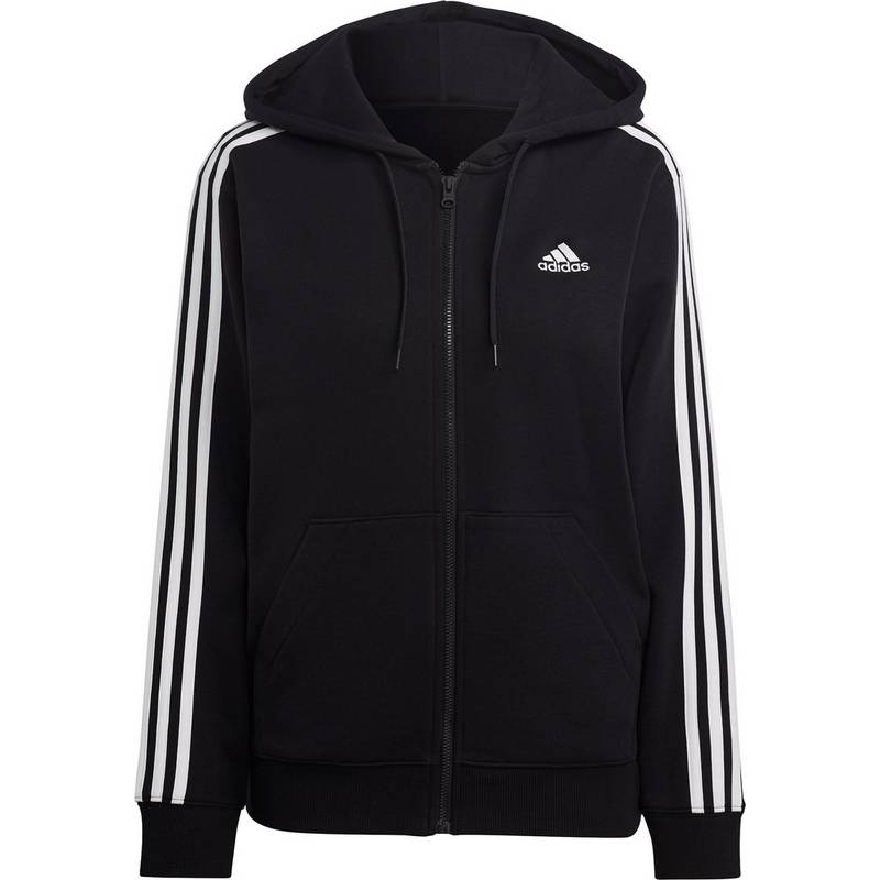 Adidas Damen Essentials 3-Stripes French Terry Full Zip Hoodie Kapuzenjacke schwarz-weiß XL